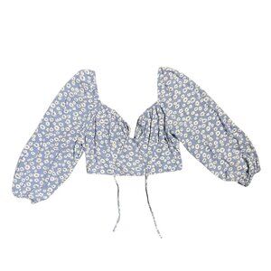 Blue Floral Crop